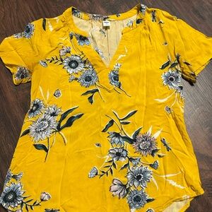 Old Navy Mustard Floral Top